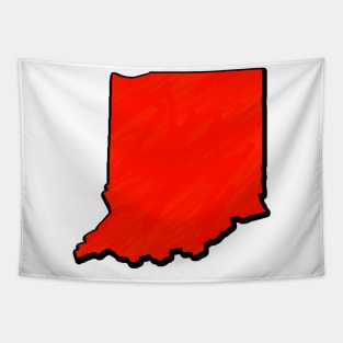 Bright Red Indiana Outline Tapestry