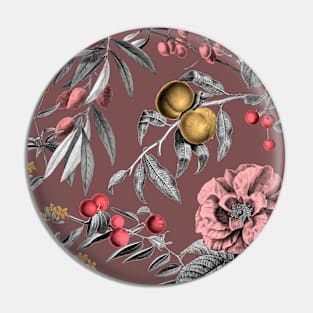 Antique Botanical Pattern (Wine Red) Pin