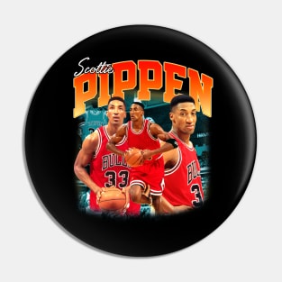 Scottie Pippen Basketball Legend Signature Vintage Retro 80s 90s Bootleg Rap Style Pin