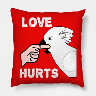 Love Hurts Umbrella Cockatoo Parrot Biting Pillow