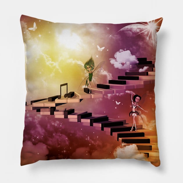 Music, dancing fairy on a piano Pillow by Nicky2342