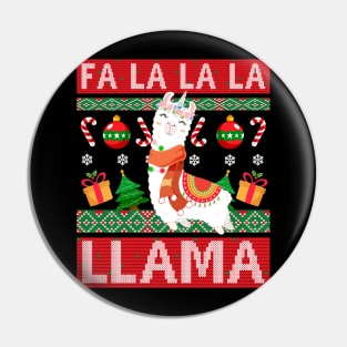 Fa La La La Llama Ugly Christmas Pin