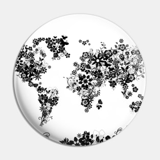 world map floral Pin