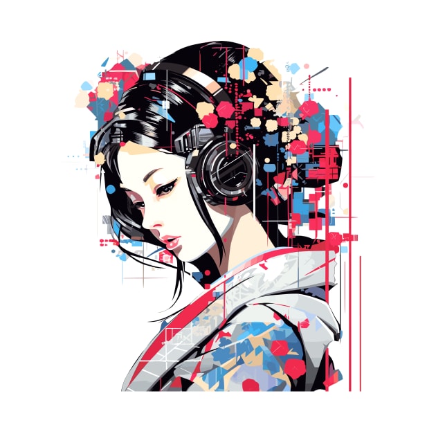 Japanese Woman Portrait Geisha Tradition Culture Abstract by Cubebox