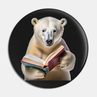 Polar bear reading a book Pin