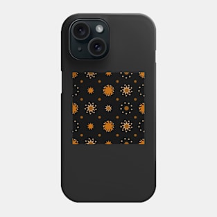 Suns and Dots Dark Orange on Black Repeat 5748 Phone Case