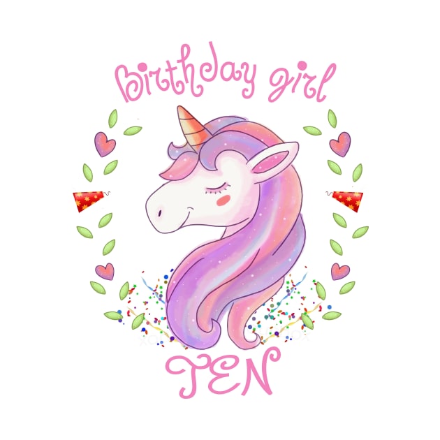 'Unicorn Tenth Birthday Girl' Cute Birthday Tenth Gift by ourwackyhome