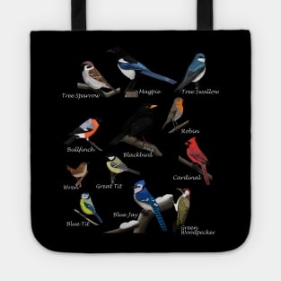 Backyard Birds Sparrow Cardinal Jay Wren Illustration Tote