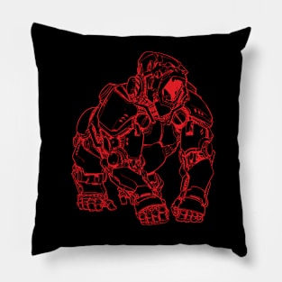 Red Robot Ape (line art) Pillow