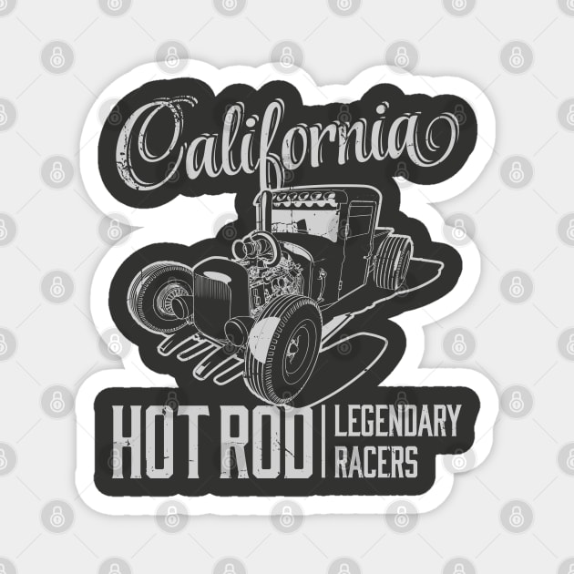 California Hot Rod Legendary Racers Magnet by funkymonkeytees