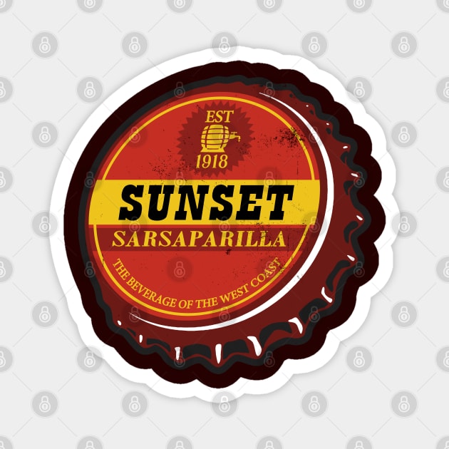 Vintage Sunset Sarsaparilla Root Beer Bottlecap Magnet by StudioPM71