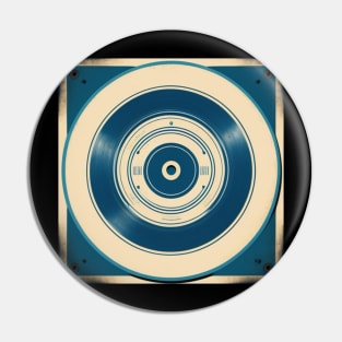 Blue Turntable Record Retro Music Vinyl Geek Graphic Pin