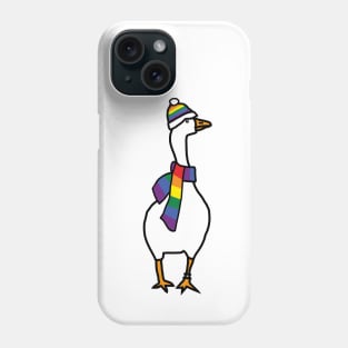 Goose and Rainbow Pride Flag Hat and Scarf Phone Case