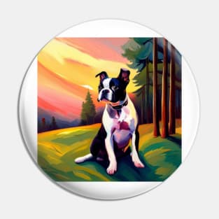 Boston Terrier in Nature Pin