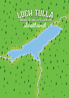 Loch Tulla Scotland map Art Print Magnet