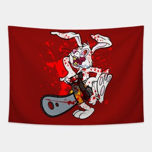 Chainsaw Bunny Cartoon Tapestry