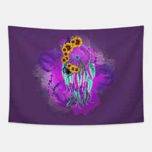 Purple Sunflower Splash Tapestry