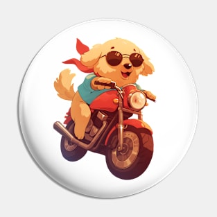 Cool dog riding motorbike Pin