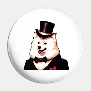 8 Bit Samoyed in a Suit Pin