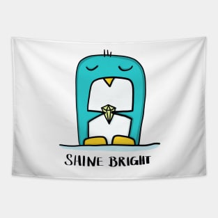 Shine bright - penguin with diamond Tapestry