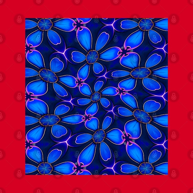 Deep Blue Flower Pattern by PatternFlower