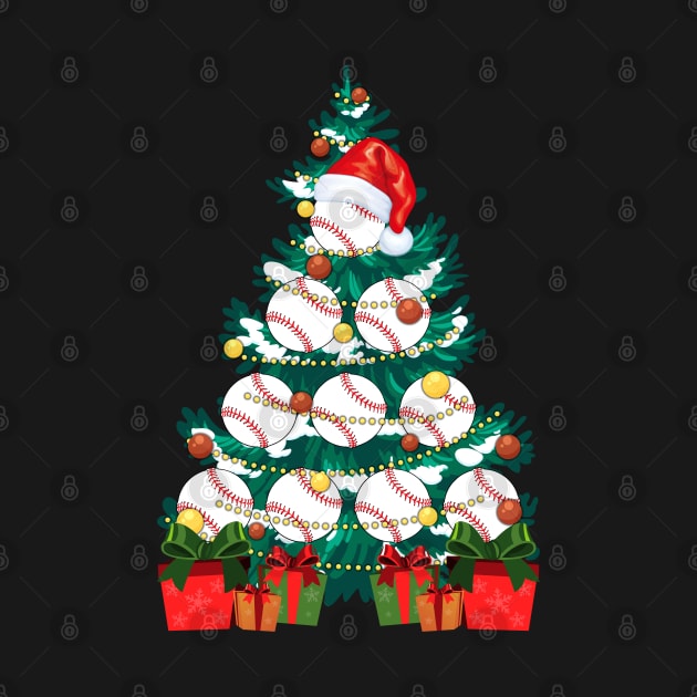 Baseball Lover Xmas Tree Lights Santa Baseball Christmas by Happy Shirt