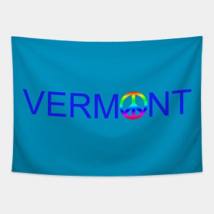 Vermont Rainbow Peace Sign Tapestry