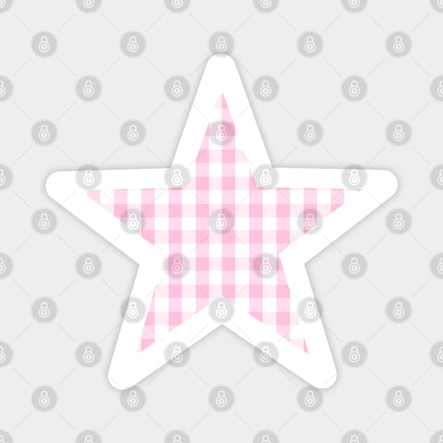 Soft Pink Gingham Star Magnet by bumblefuzzies