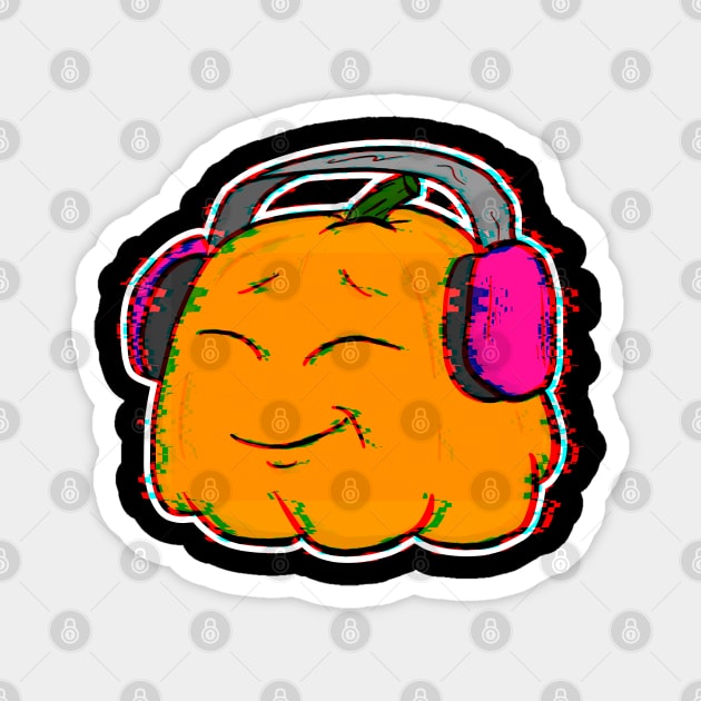 Vibe Halloween Glitch Anime Beat Lofi Vibes Pumpkin Magnet by belownormal