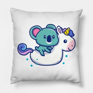 Cute Koala With Swim Ring Unicorn Pillow