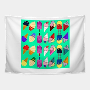 Ice Cream Flavour Green Background Tapestry