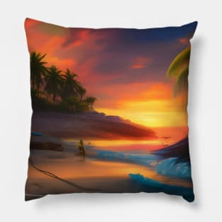 Sunset at the beach Pillow