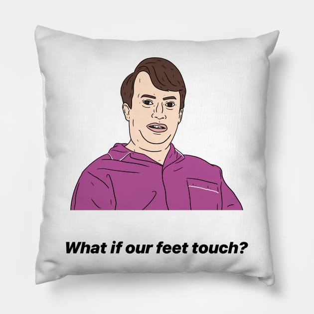 MARK CORRIGAN | WHAT IF OUR FEET TOUCH? Pillow by tommytyrer