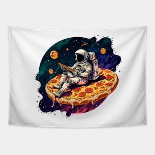 Astronaut in space eating pizza Tapestry