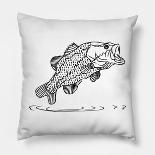 black bass fish jumping out of the water Pillow