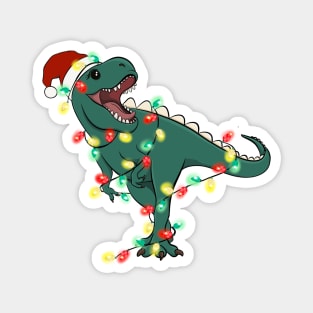 T-Rex Santa Christmas Lights Magnet