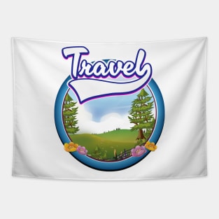 Travel retro logo Tapestry