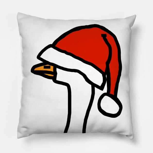 Portrait of a Gaming Goose Wearing Stolen Christmas Santa Hat Pillow by ellenhenryart