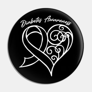 Diabetes Awareness Heart Ribbon Gift Valentines Day - In This Family Nobody Fights Alone Pin