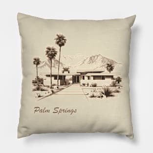 Palm Springs Vintage Style Sketch Pillow