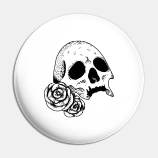 Skull With Roses | Skull | Bones | Halloween Pin