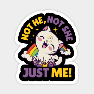 Gender Fluidity Not He Not She Just Me Non-Binary Pride Kitten Magnet