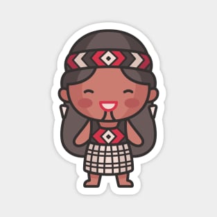 Cute Maori Girl Cartoon Character Magnet