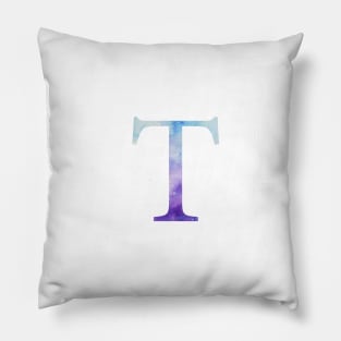 Blue Tau Watercolor Letter Pillow