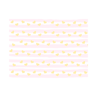 Yellow hearts and Pink Stripes T-Shirt