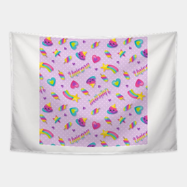 Wannabe Unicorn Rainbow Neck Gaiter Tapestry by DANPUBLIC