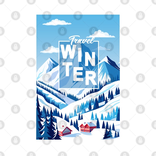 Winter Mountain snow sports ski Hotels in Snowy Mountains landscape Christmas Alps by sofiartmedia
