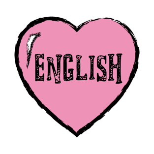 English Text in Pink Heart T-Shirt