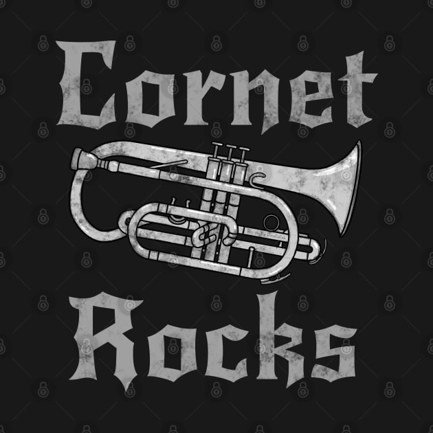 Cornet Rocks, Cornetist Goth Heavy Rock Brass Musician by doodlerob