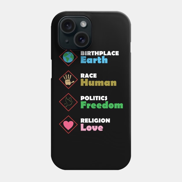 Birthplace Earth Race Human Politics Freedom Phone Case by LookFrog